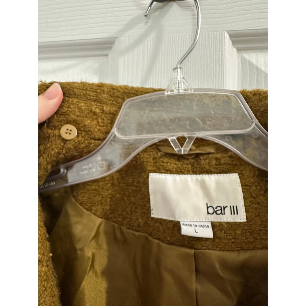 Bar III Wool Blend Olive Mustard Green Single-breasted Buttoned Coat Women‘s L!! - Picture 6 of 8